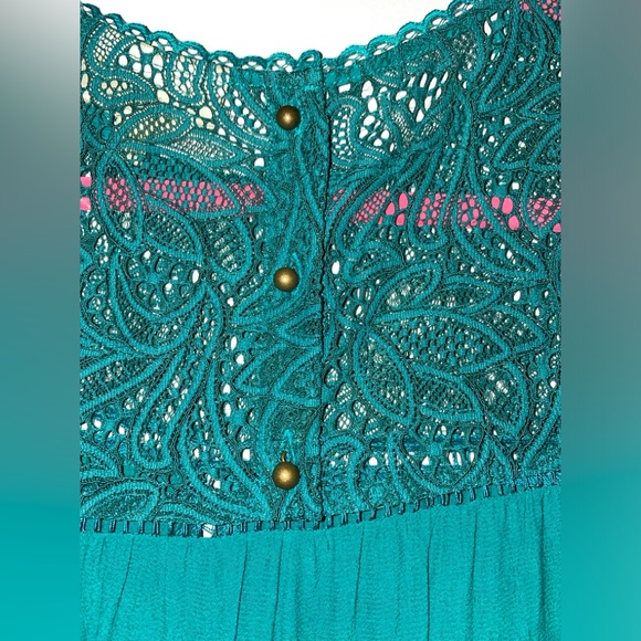 Moulinette Soeurs x Anthropologie Green Lace Long Sleeve Swing Top Size 4 - Picture 4 of 4